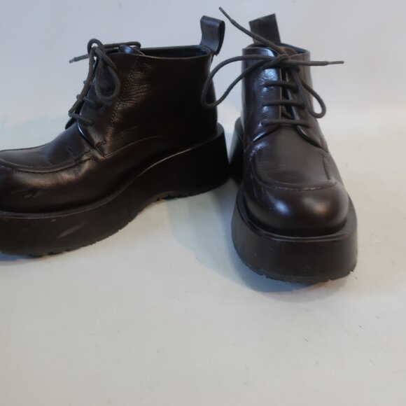 Womens Paloma Barcelo Dark Brown Leather Platform Shoe Bootie 38 US/7.5 - 8 - Picture 4 of 16